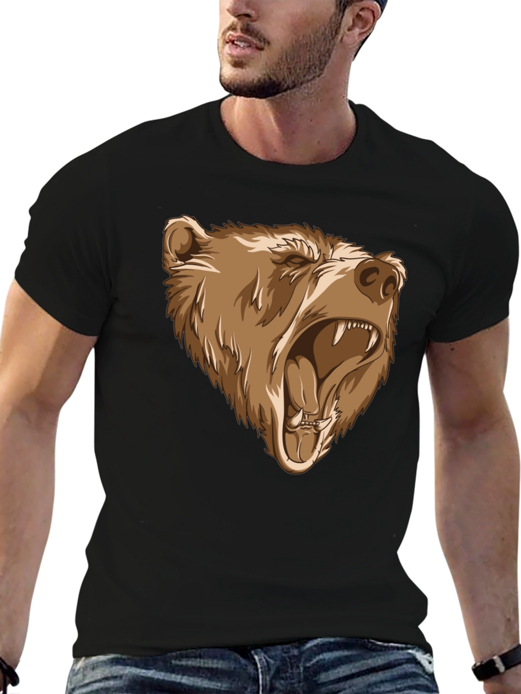 Bear Graphic Tee - Black