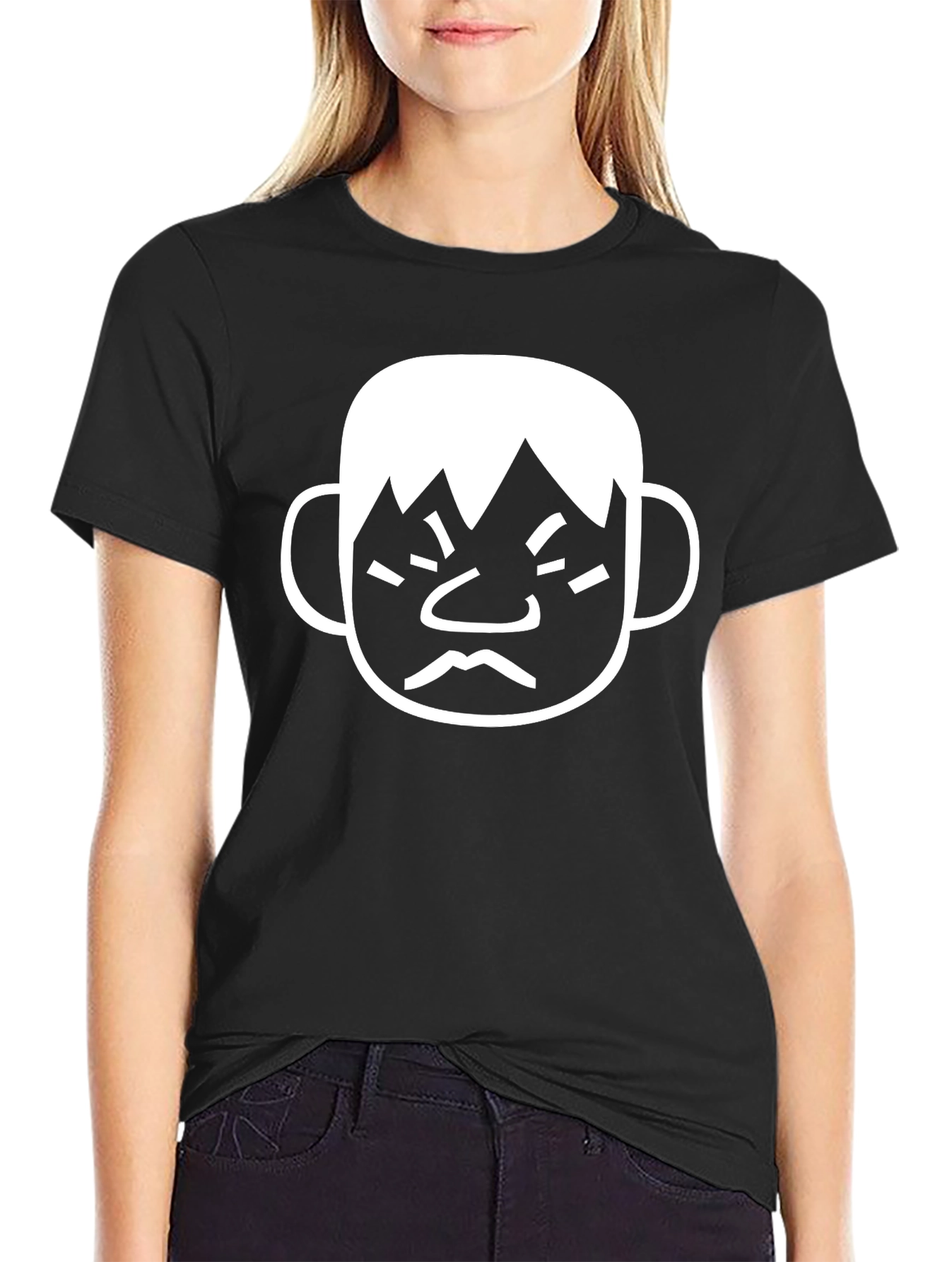 Funny Angry Face Graphic Tee - Black Cotton T-Shirt