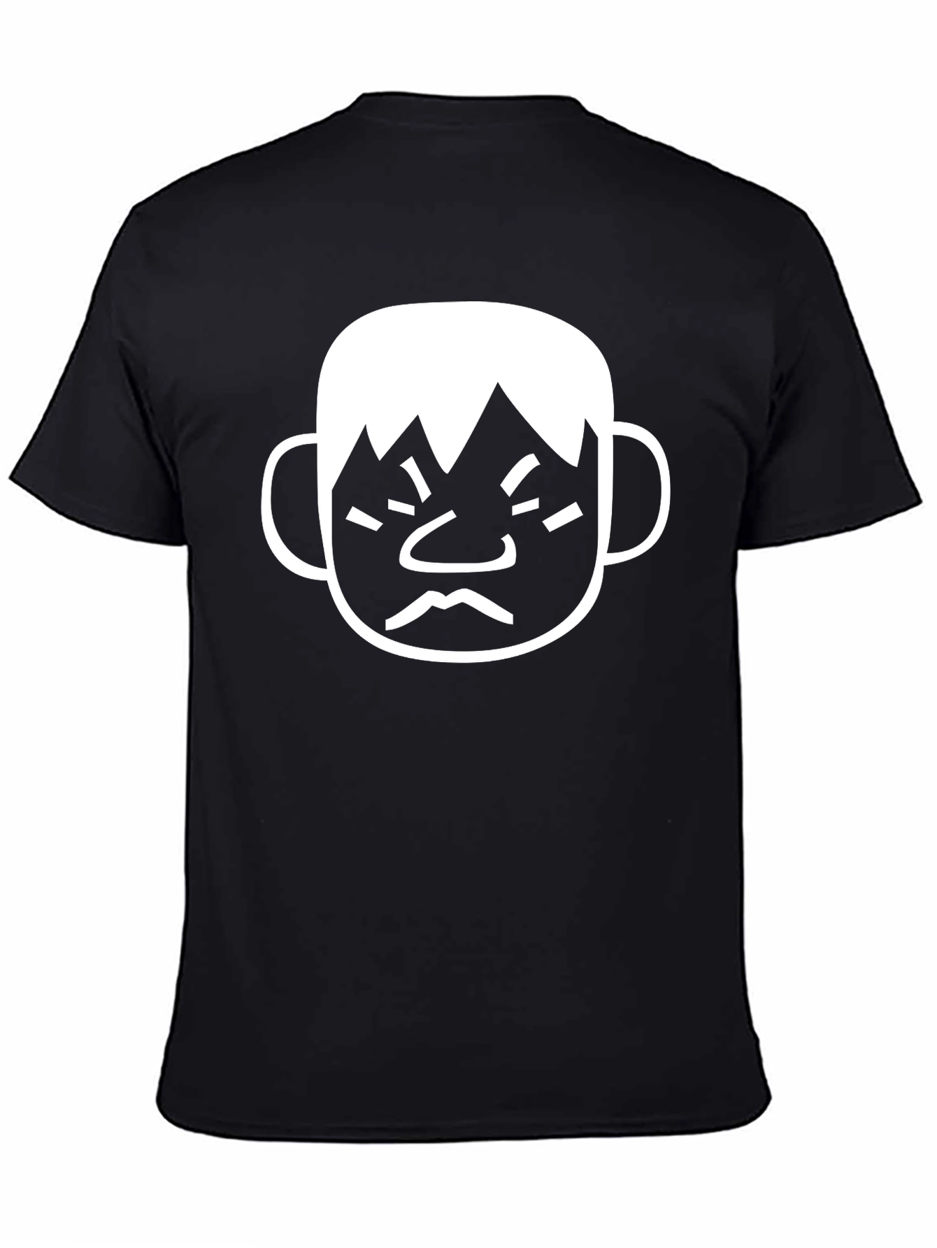 Funny Angry Face Graphic Tee - Black Cotton T-Shirt