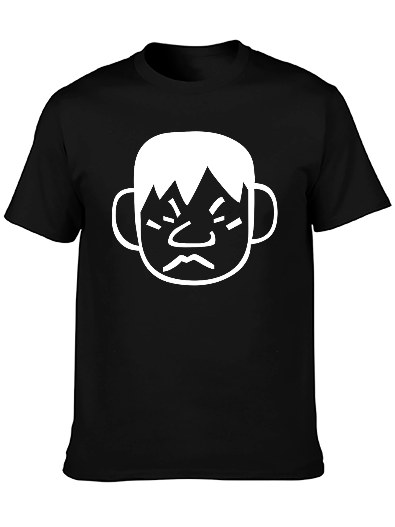 Funny Angry Face Graphic Tee - Black Cotton T-Shirt