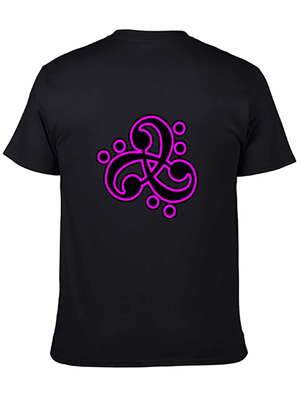 Black T-Shirt with Abstract Neon Pink Design