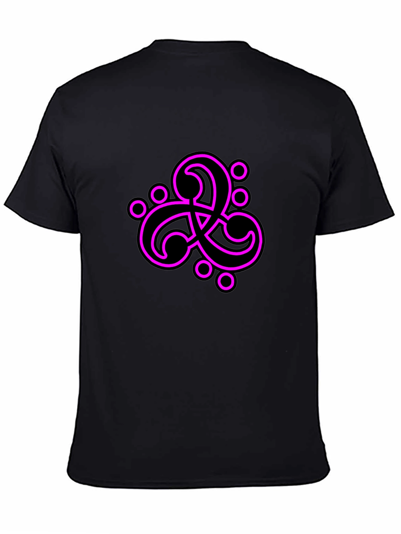Black T-Shirt with Abstract Neon Pink Design