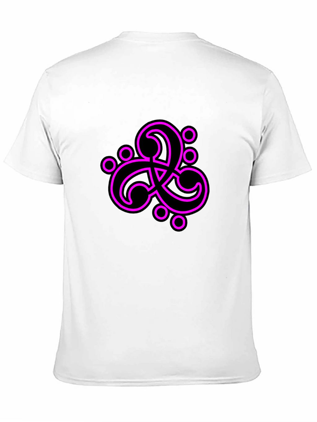 Black T-Shirt with Abstract Neon Pink Design