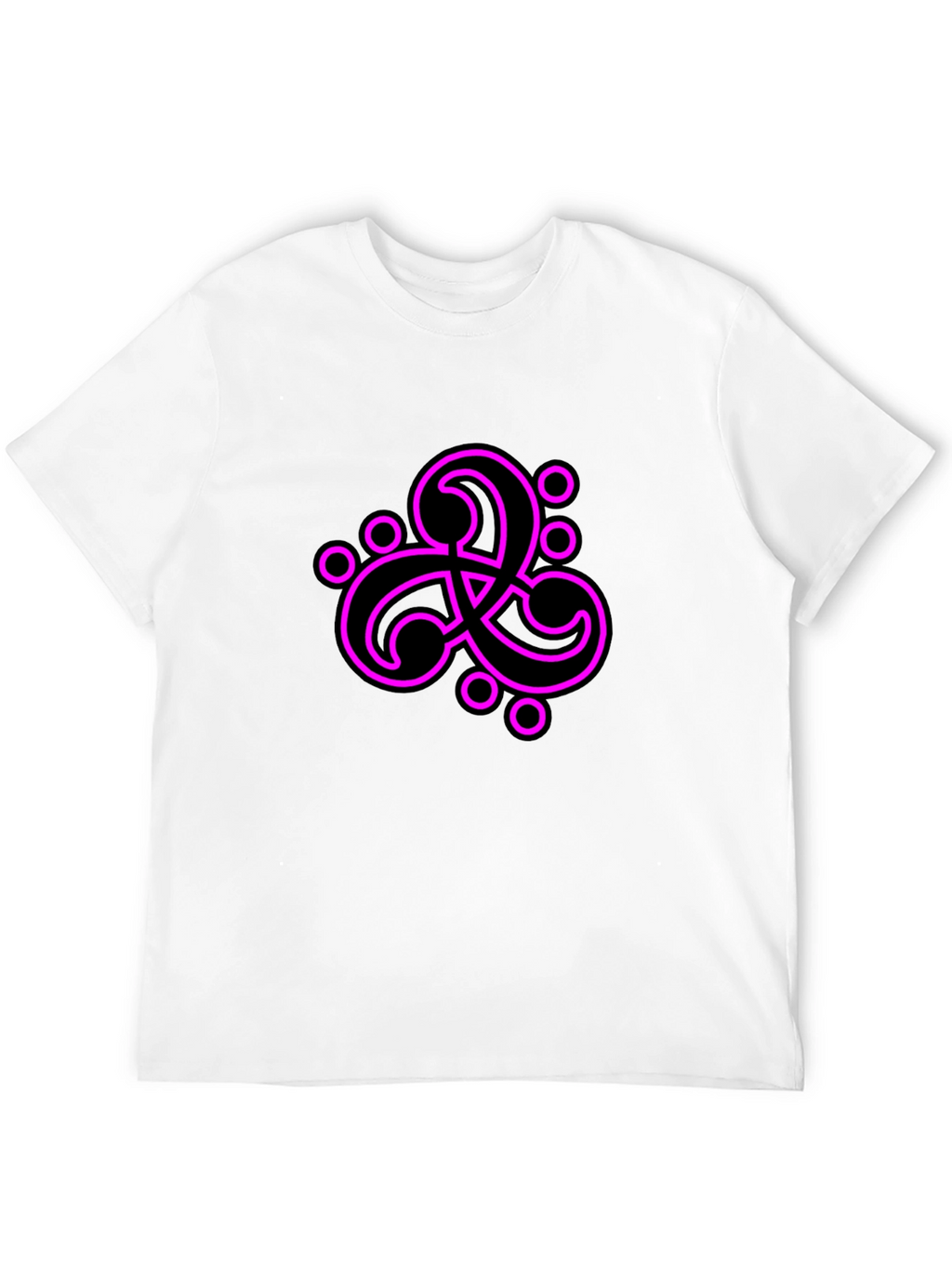 Black T-Shirt with Abstract Neon Pink Design