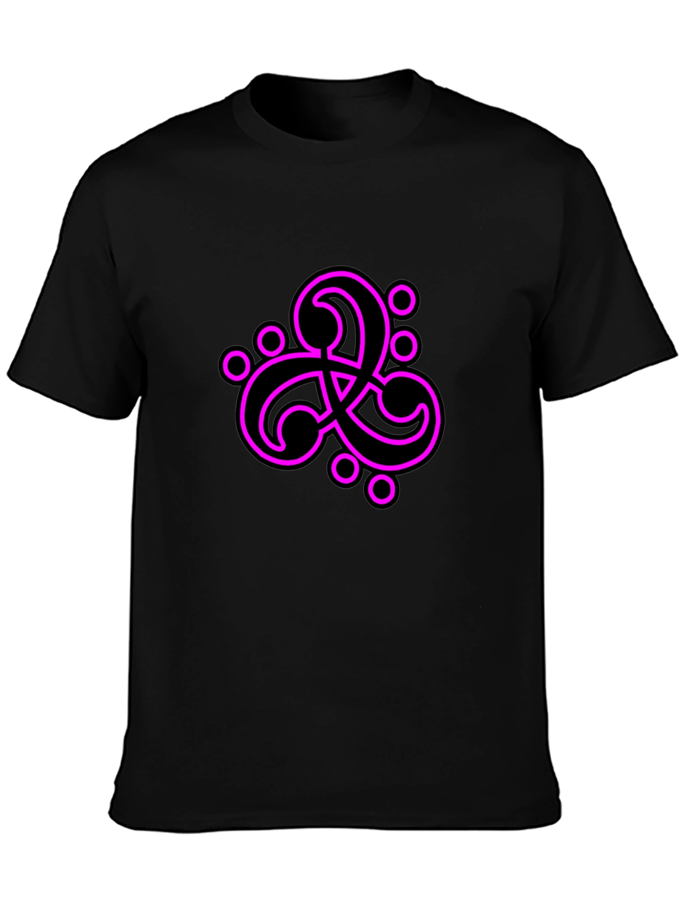 Black T-Shirt with Abstract Neon Pink Design