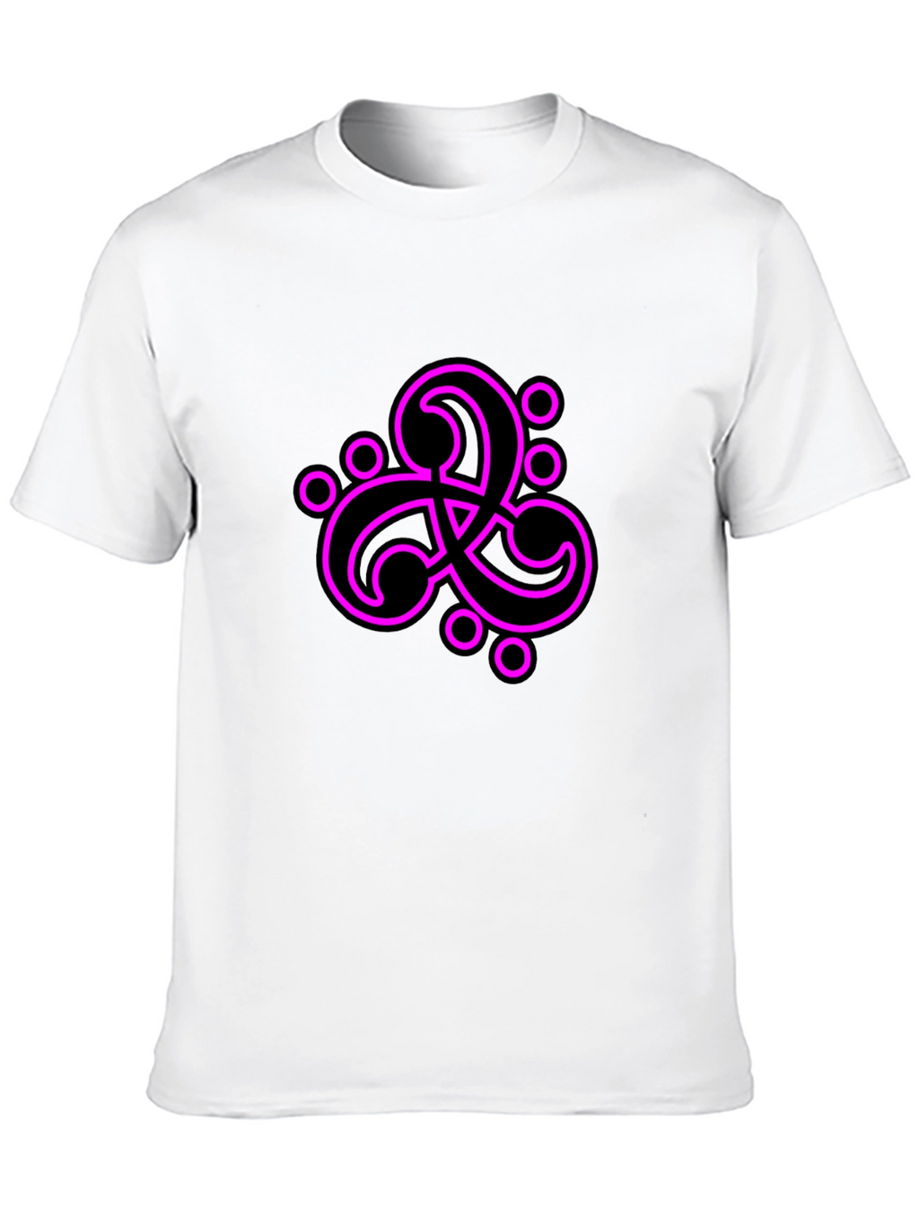 Black T-Shirt with Abstract Neon Pink Design
