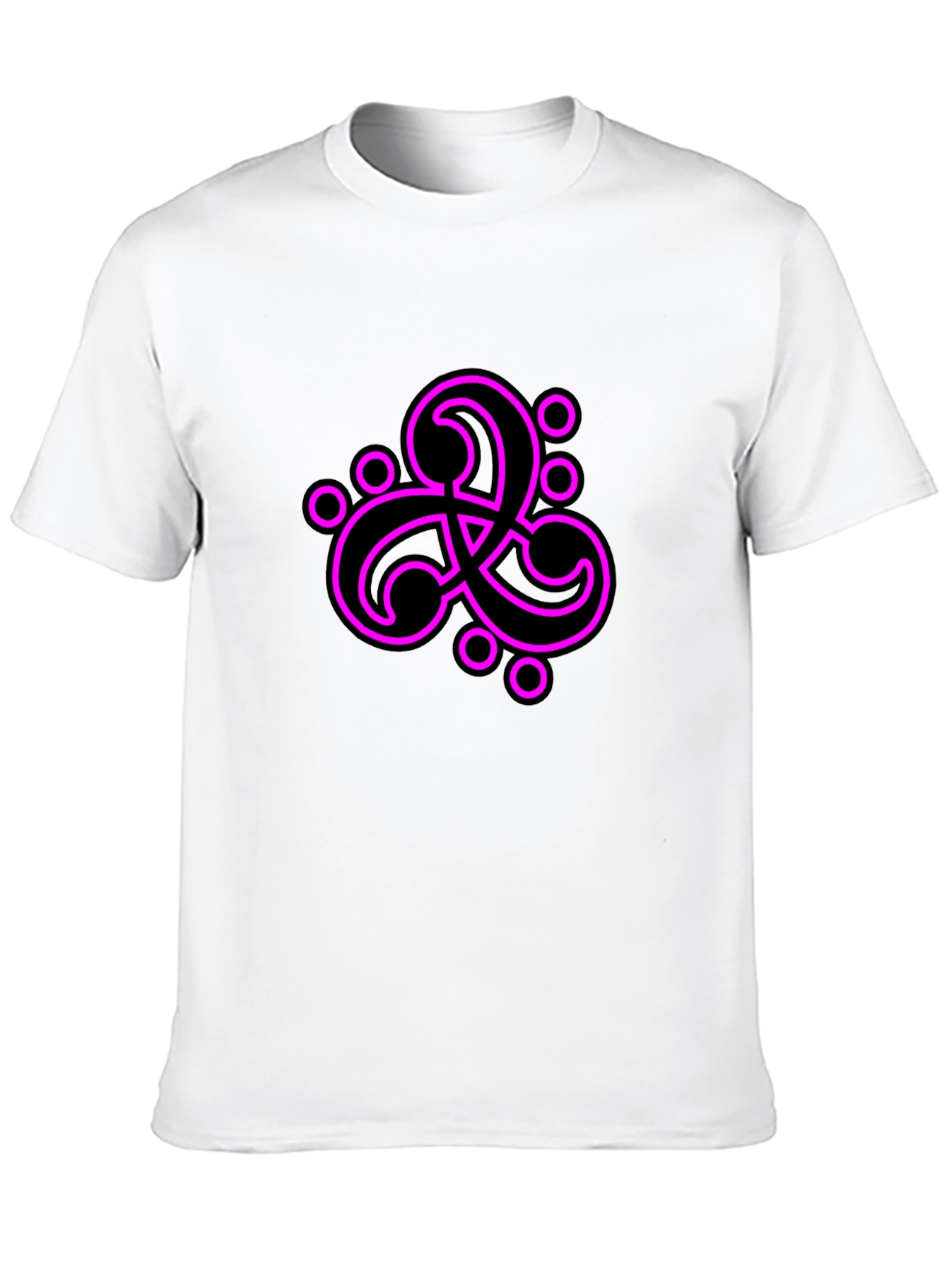 Black T-Shirt with Abstract Neon Pink Design