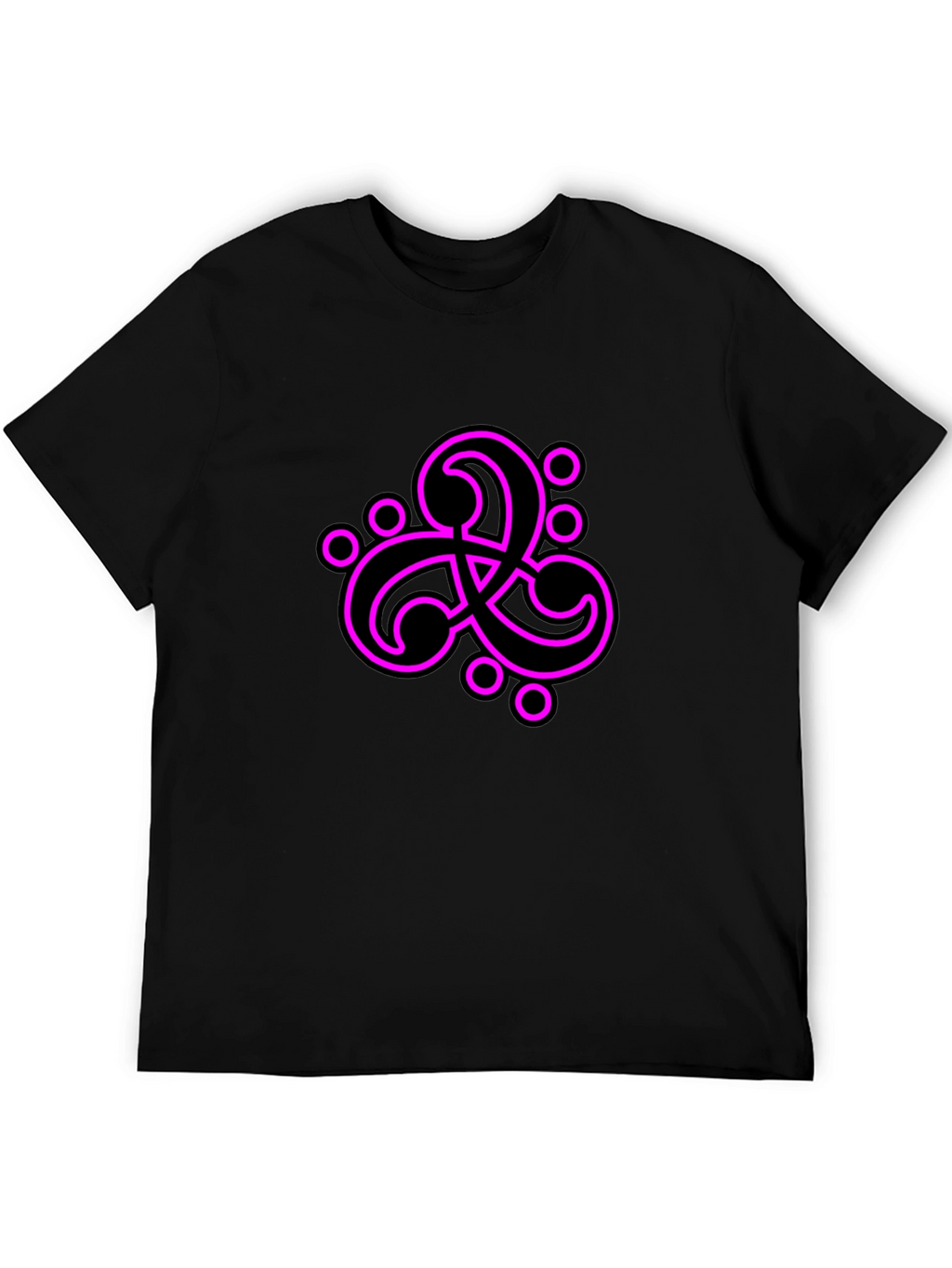 Black T-Shirt with Abstract Neon Pink Design
