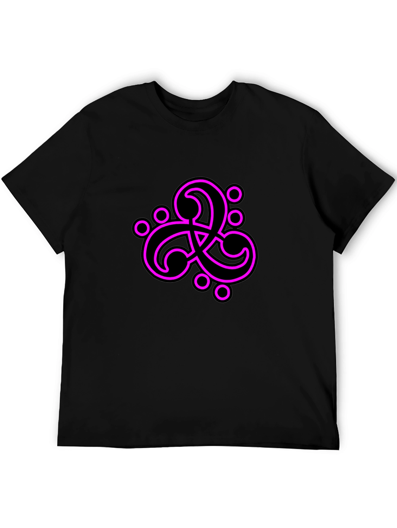 Black T-Shirt with Abstract Neon Pink Design