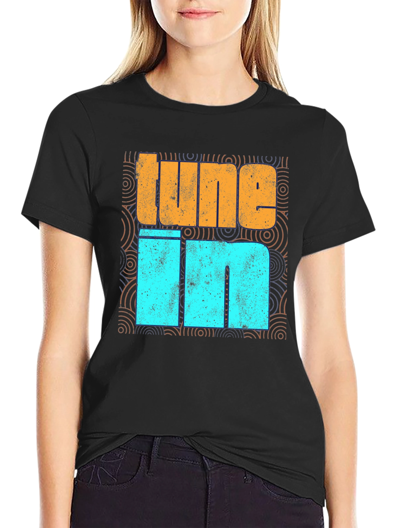 Tune In Graphic Print Crew Neck T-Shirt