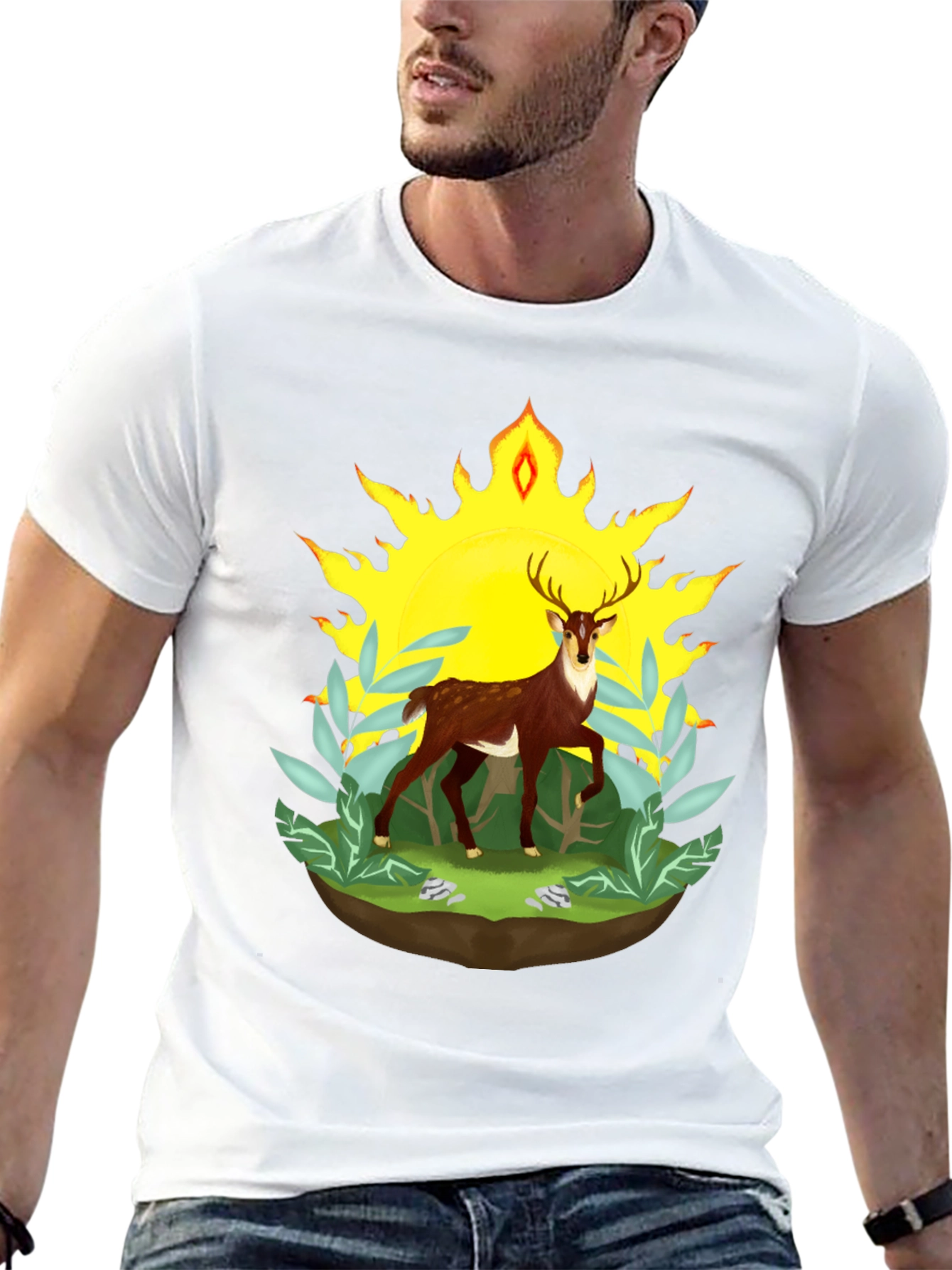 Deer in Sunlight Graphic Tee - Black
