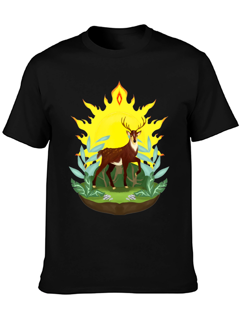 Deer in Sunlight Graphic Tee - Black