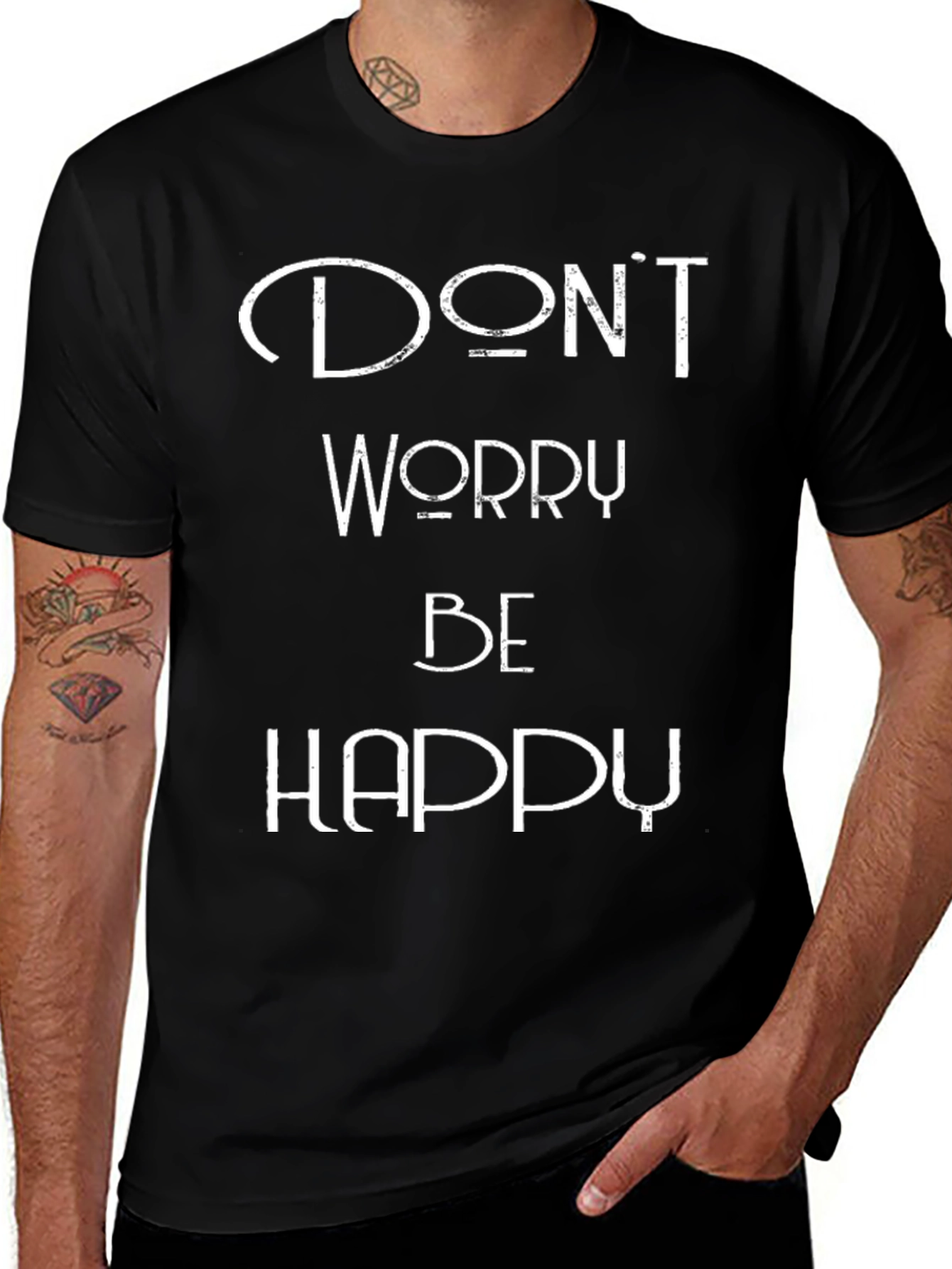 Dont Worry Be Happy Graphic Tee - Black
