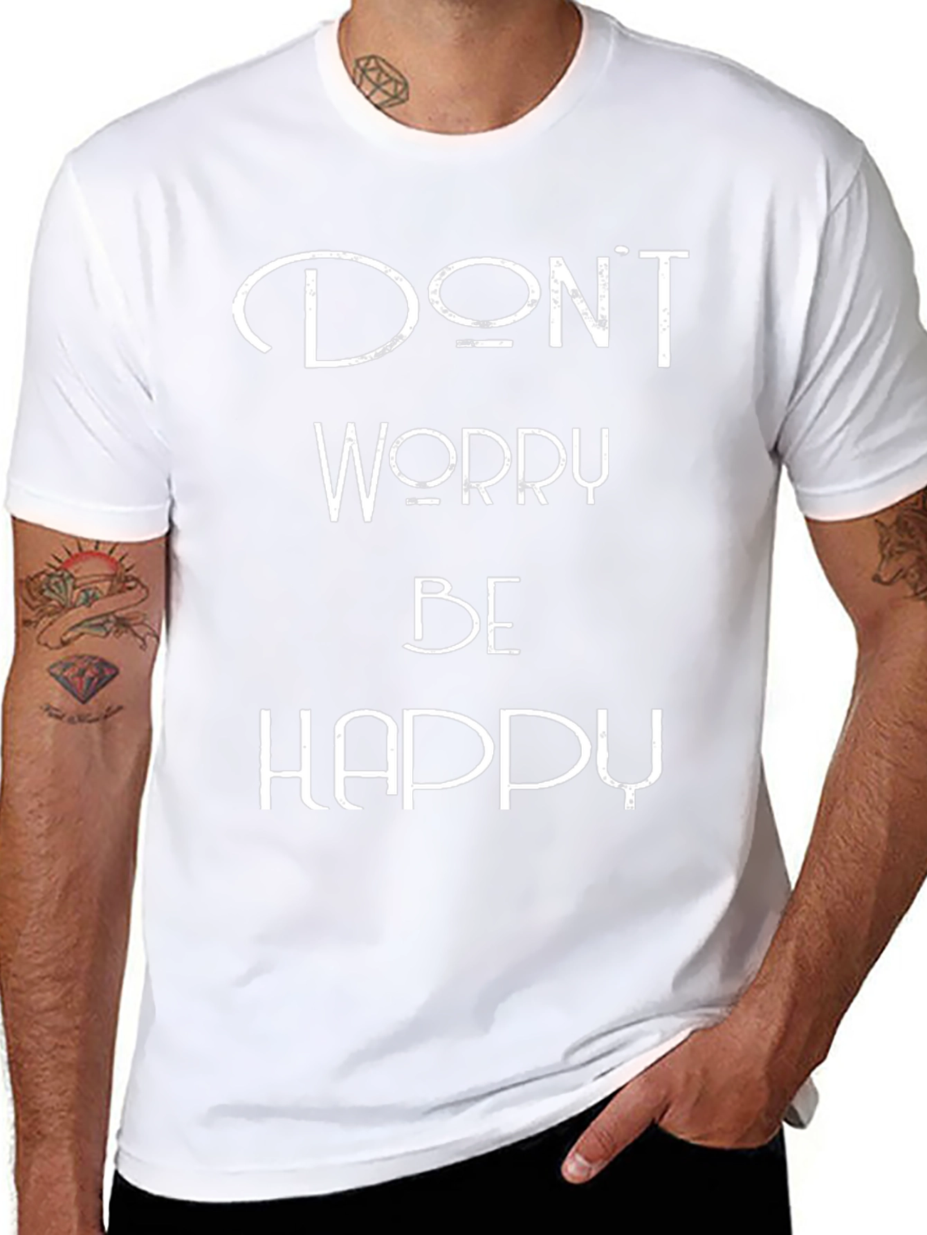 Dont Worry Be Happy Graphic Tee - Black