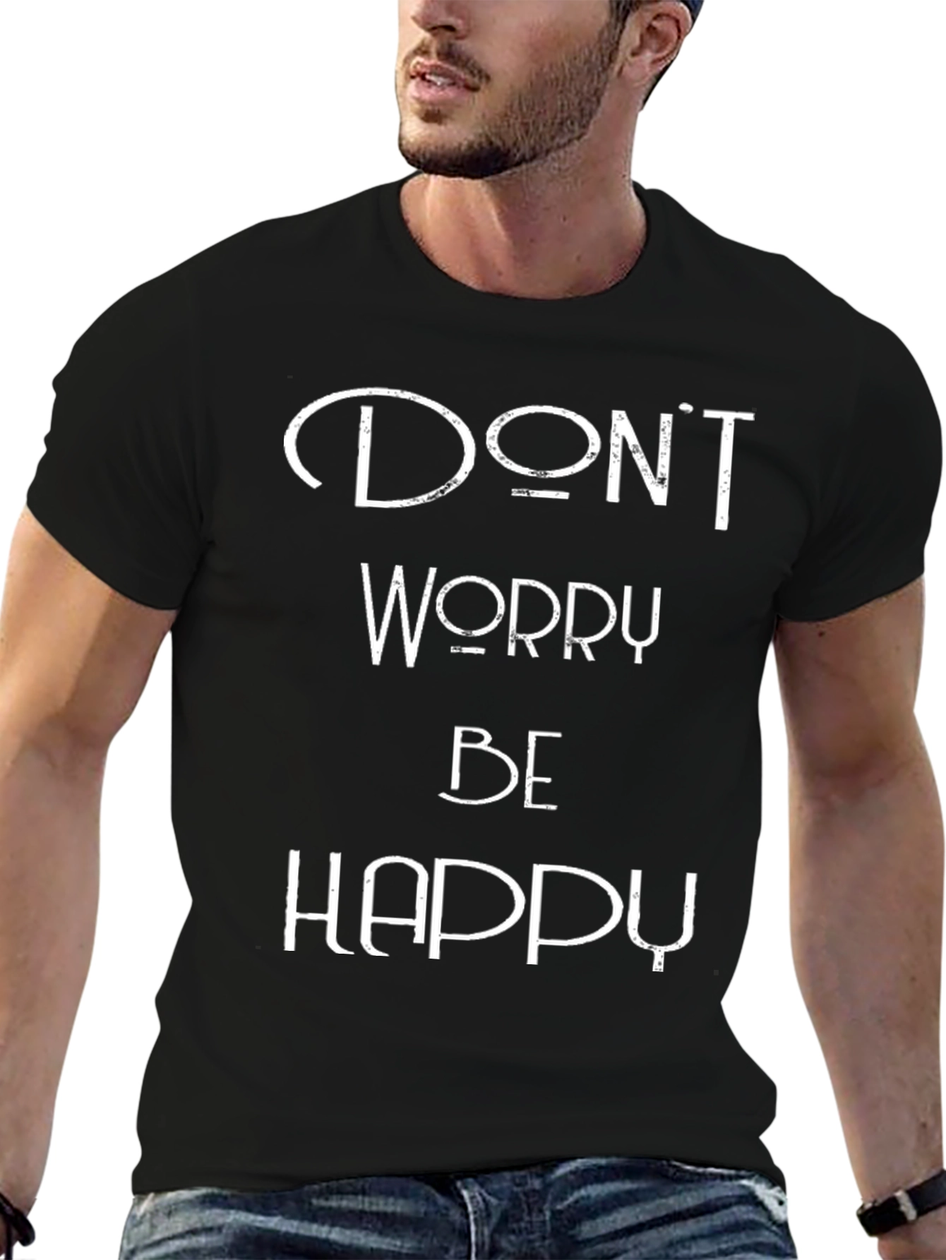Dont Worry Be Happy Graphic Tee - Black