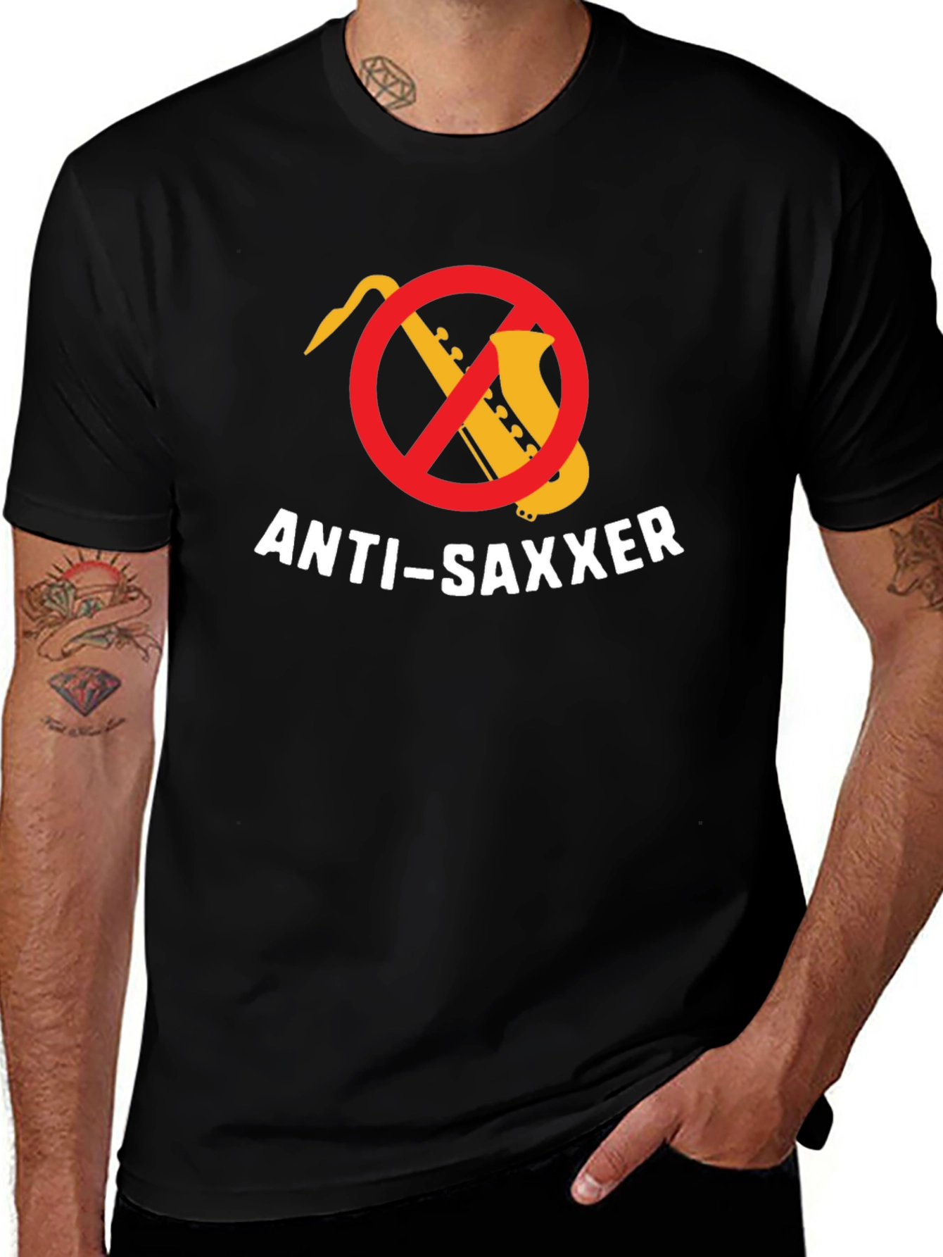 Anti-Saxxer T-Shirt: Funny Music Tee