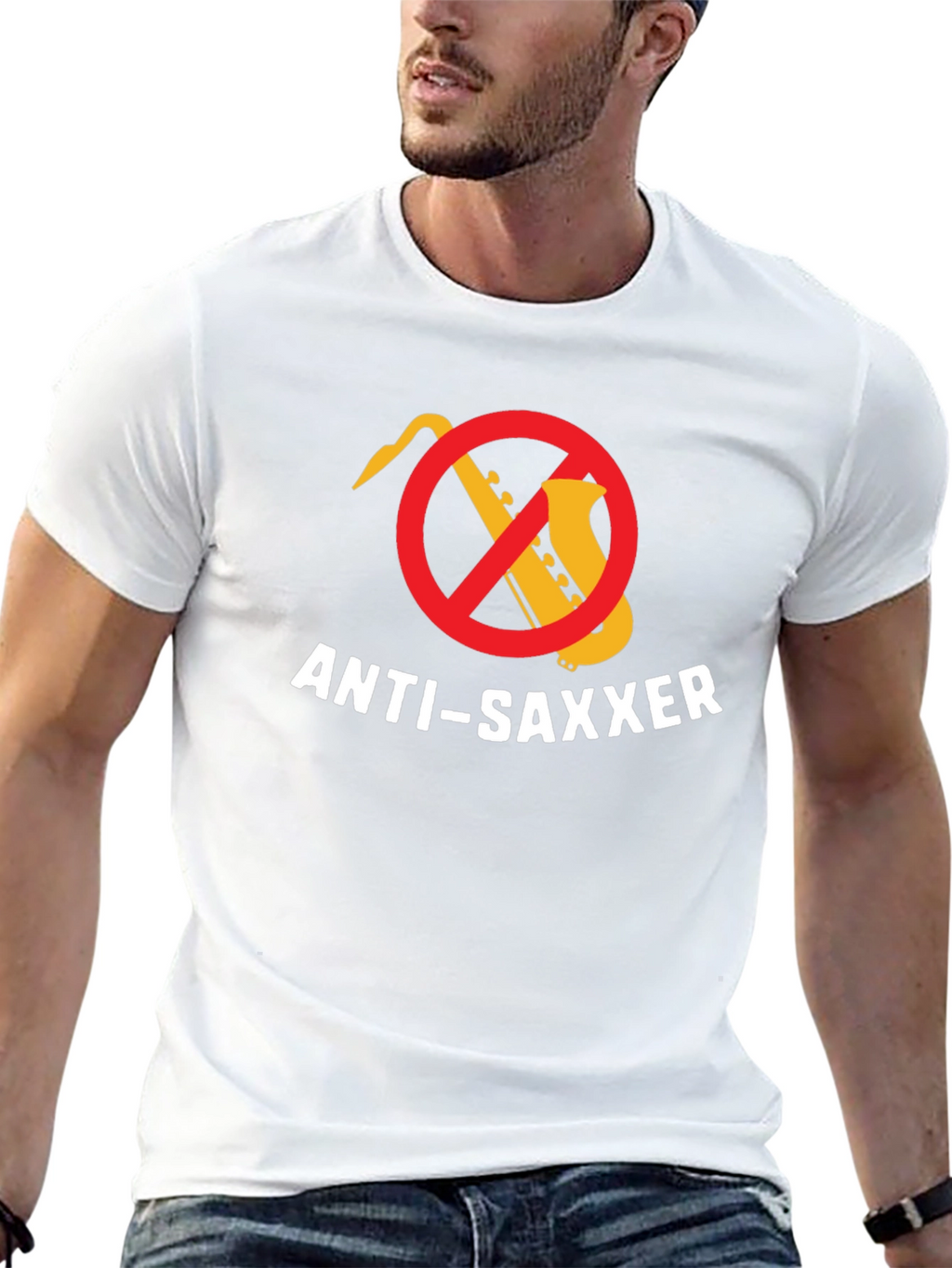 Anti-Saxxer T-Shirt: Funny Music Tee