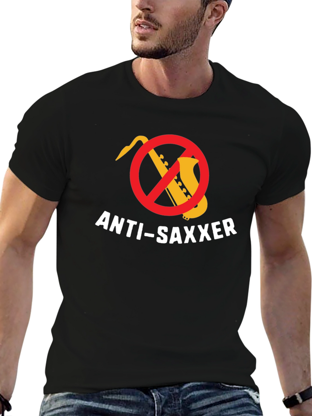 Anti-Saxxer T-Shirt: Funny Music Tee