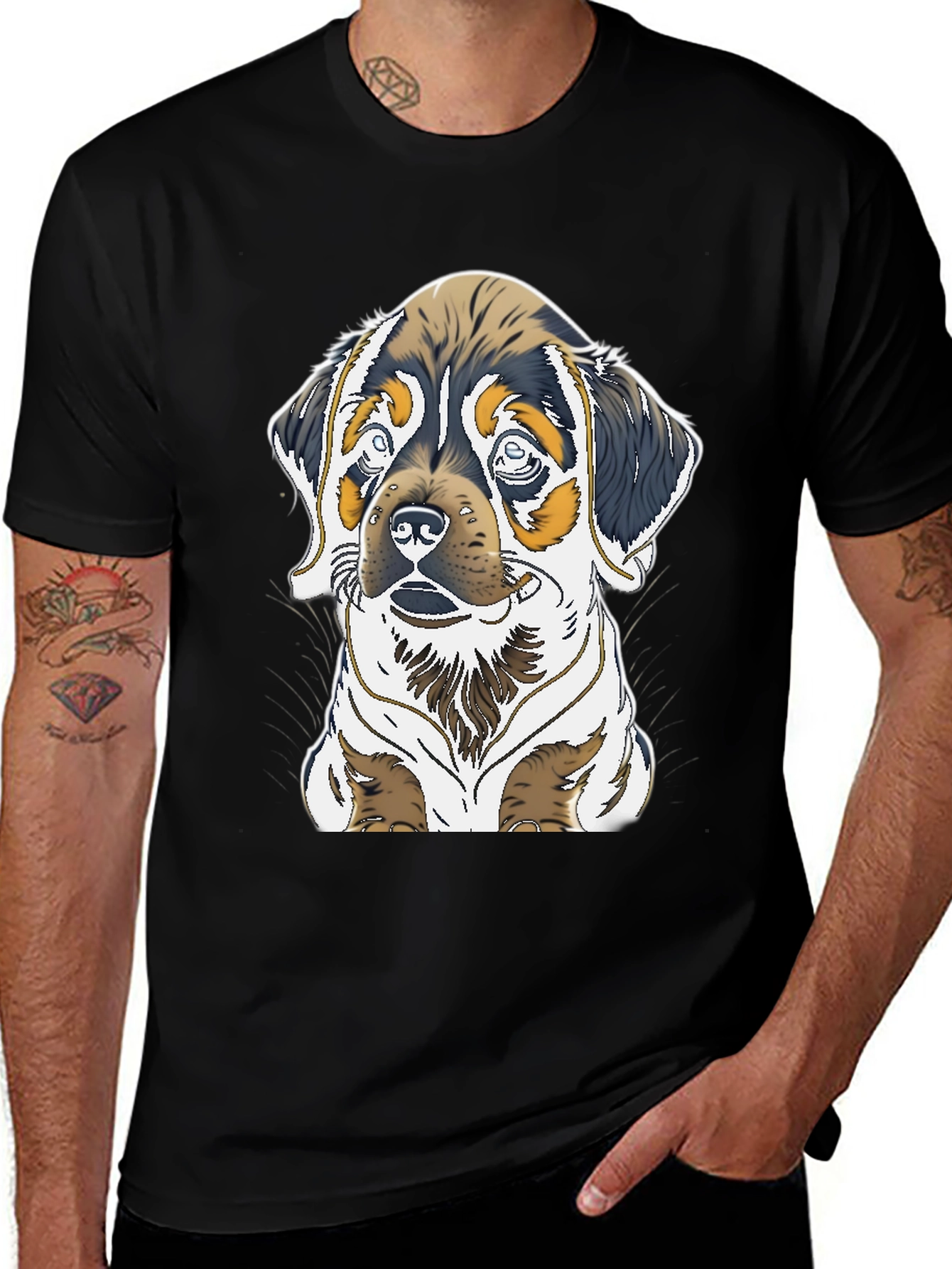 Dog Graphic Tee - Rottweiler Puppy Print