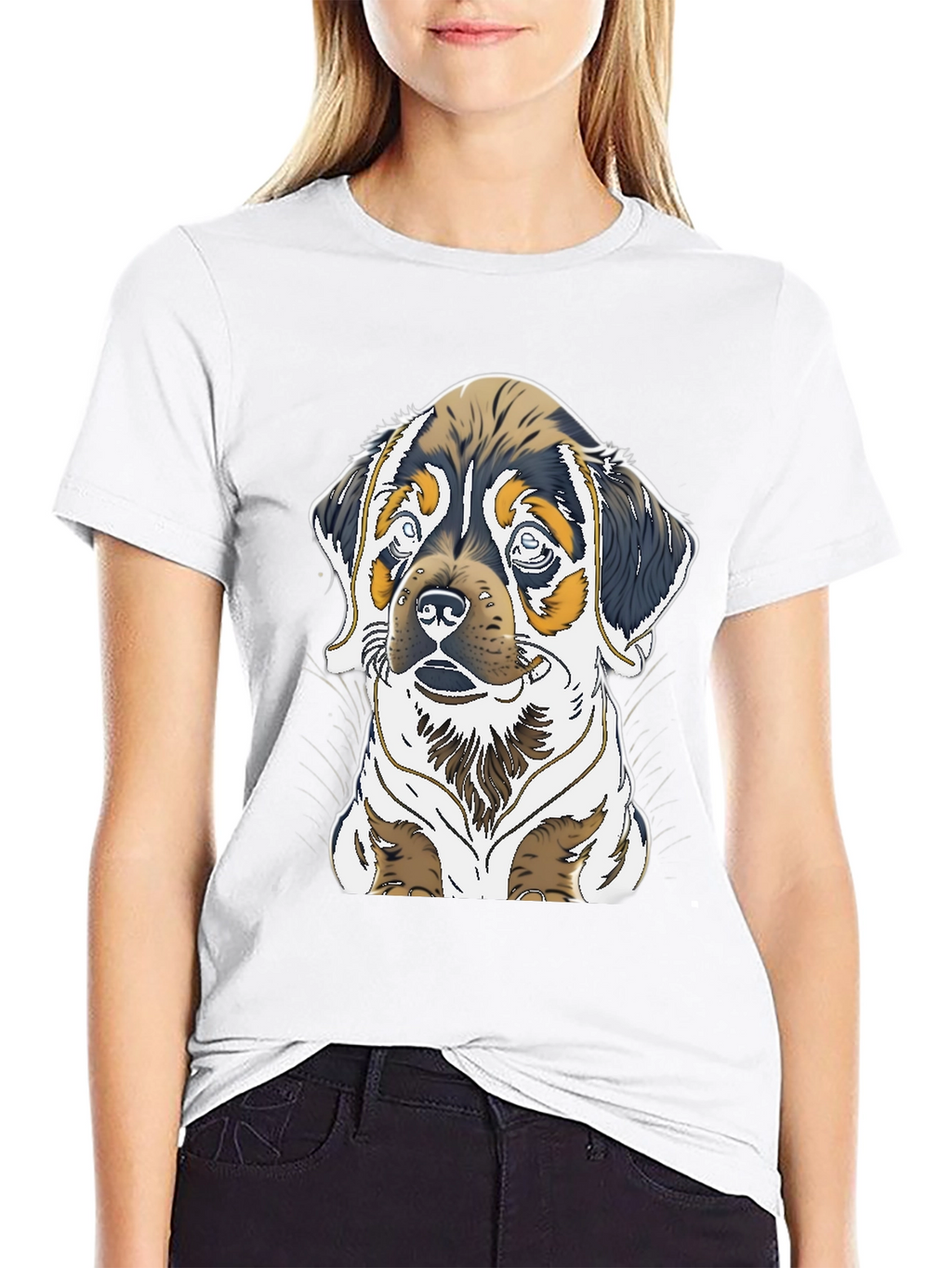Dog Graphic Tee - Rottweiler Puppy Print