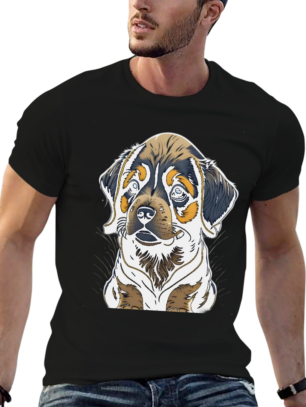 Dog Graphic Tee - Rottweiler Puppy Print