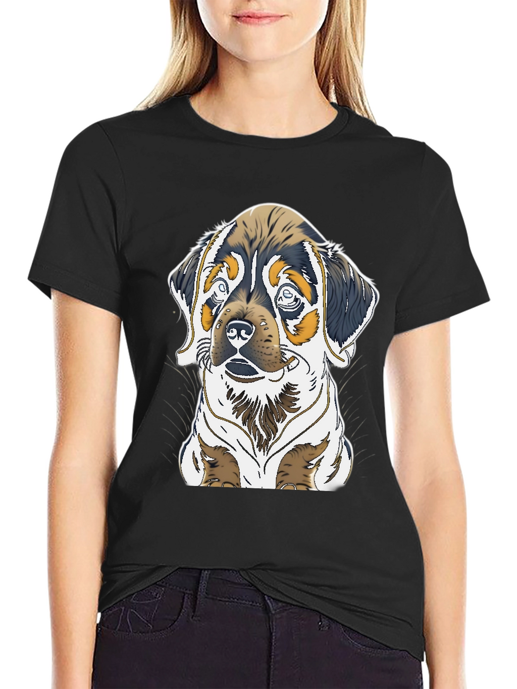Dog Graphic Tee - Rottweiler Puppy Print