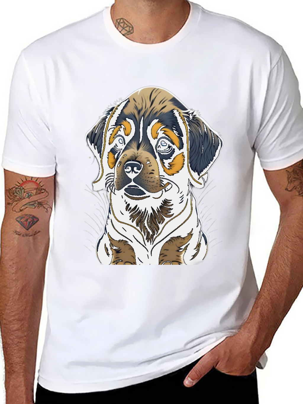 Dog Graphic Tee - Rottweiler Puppy Print