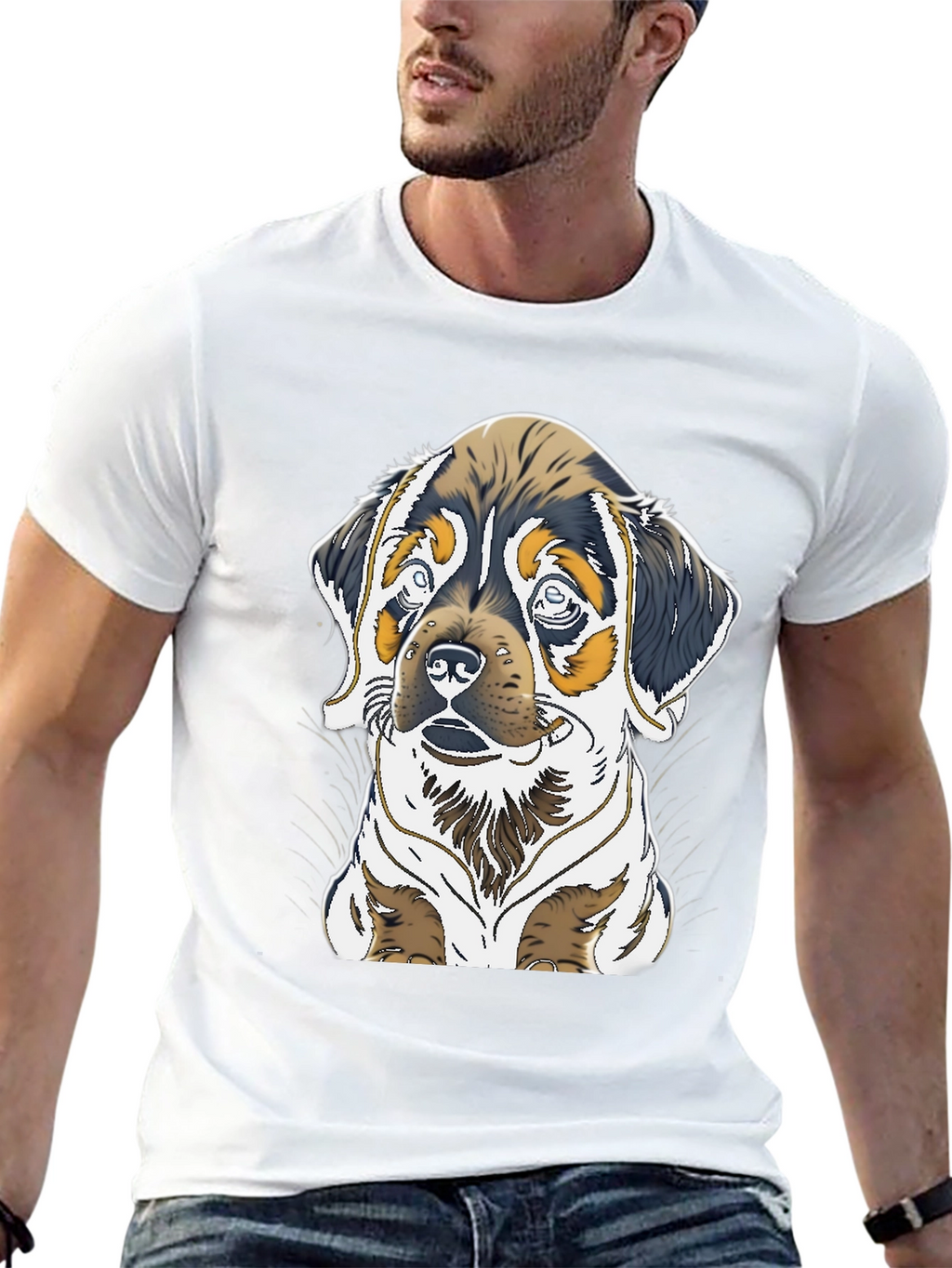 Dog Graphic Tee - Rottweiler Puppy Print