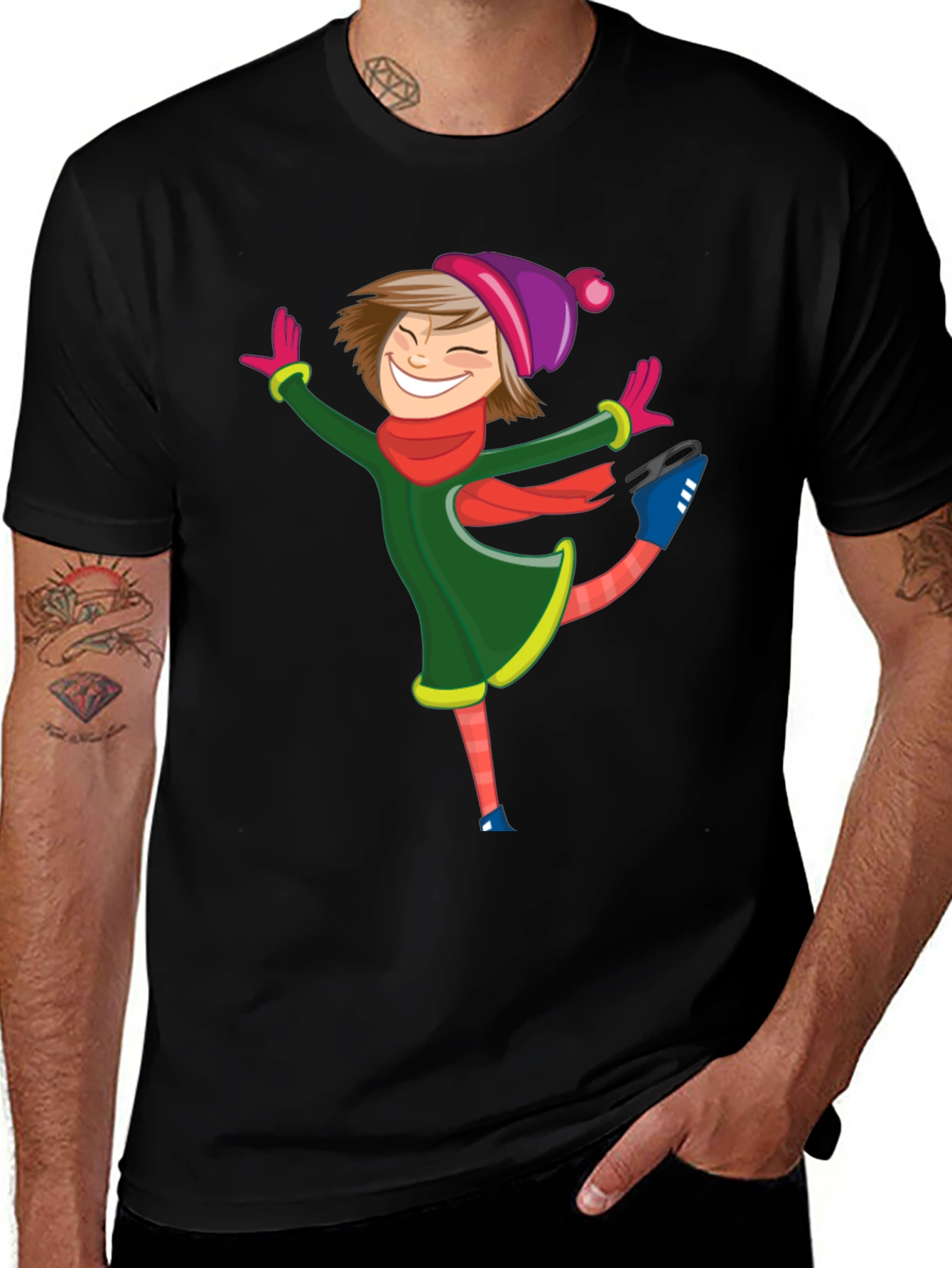 Cartoon Skater Black T-Shirt