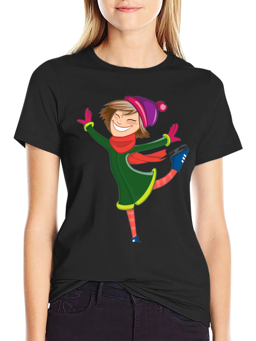 Cartoon Skater Black T-Shirt