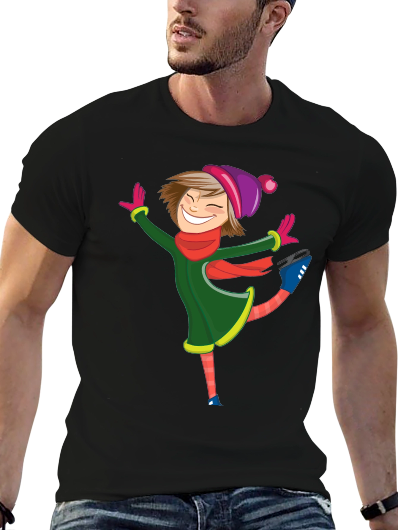 Cartoon Skater Black T-Shirt