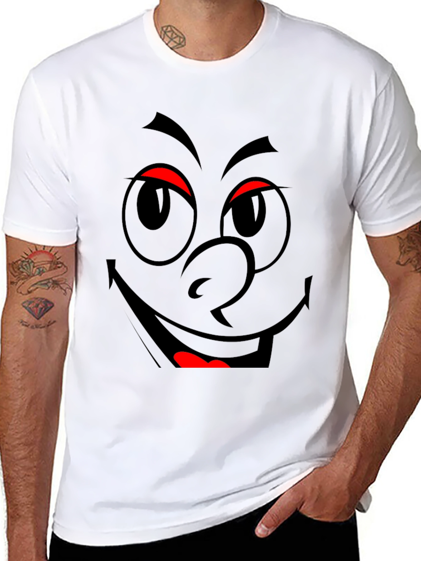 Smiley Face Graphic Tee - Black
