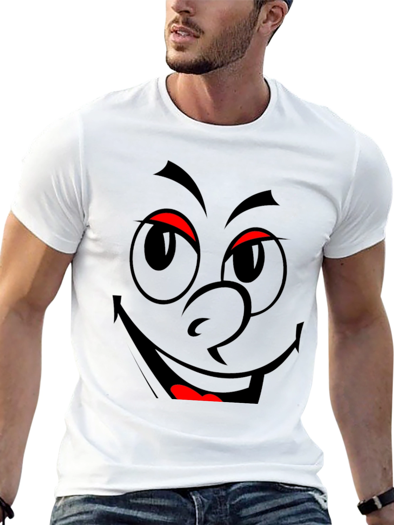 Smiley Face Graphic Tee - Black