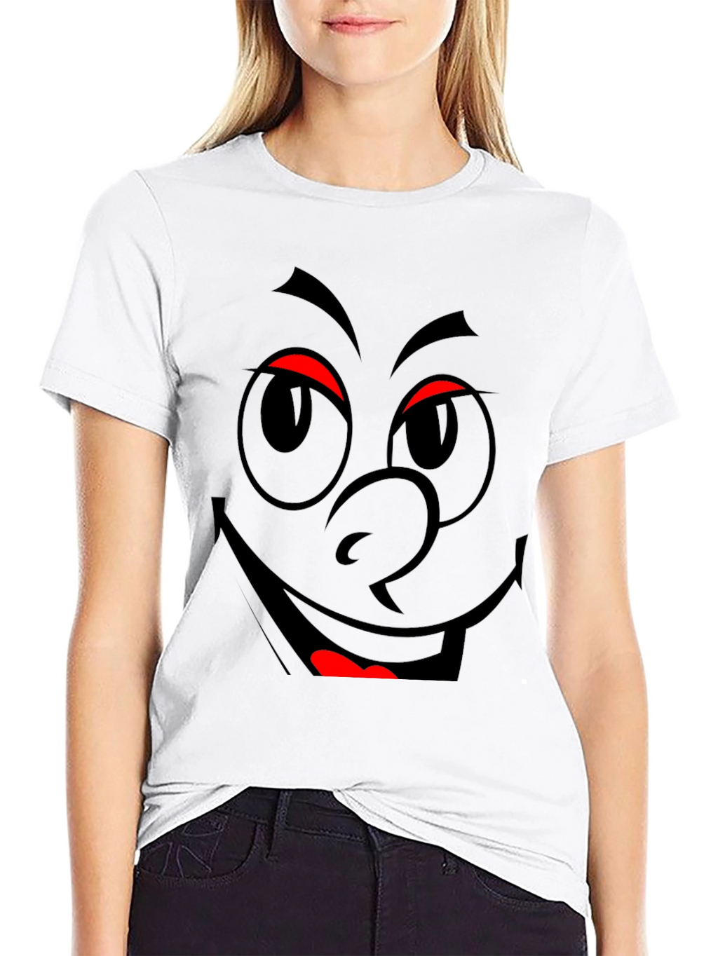 Smiley Face Graphic Tee - Black