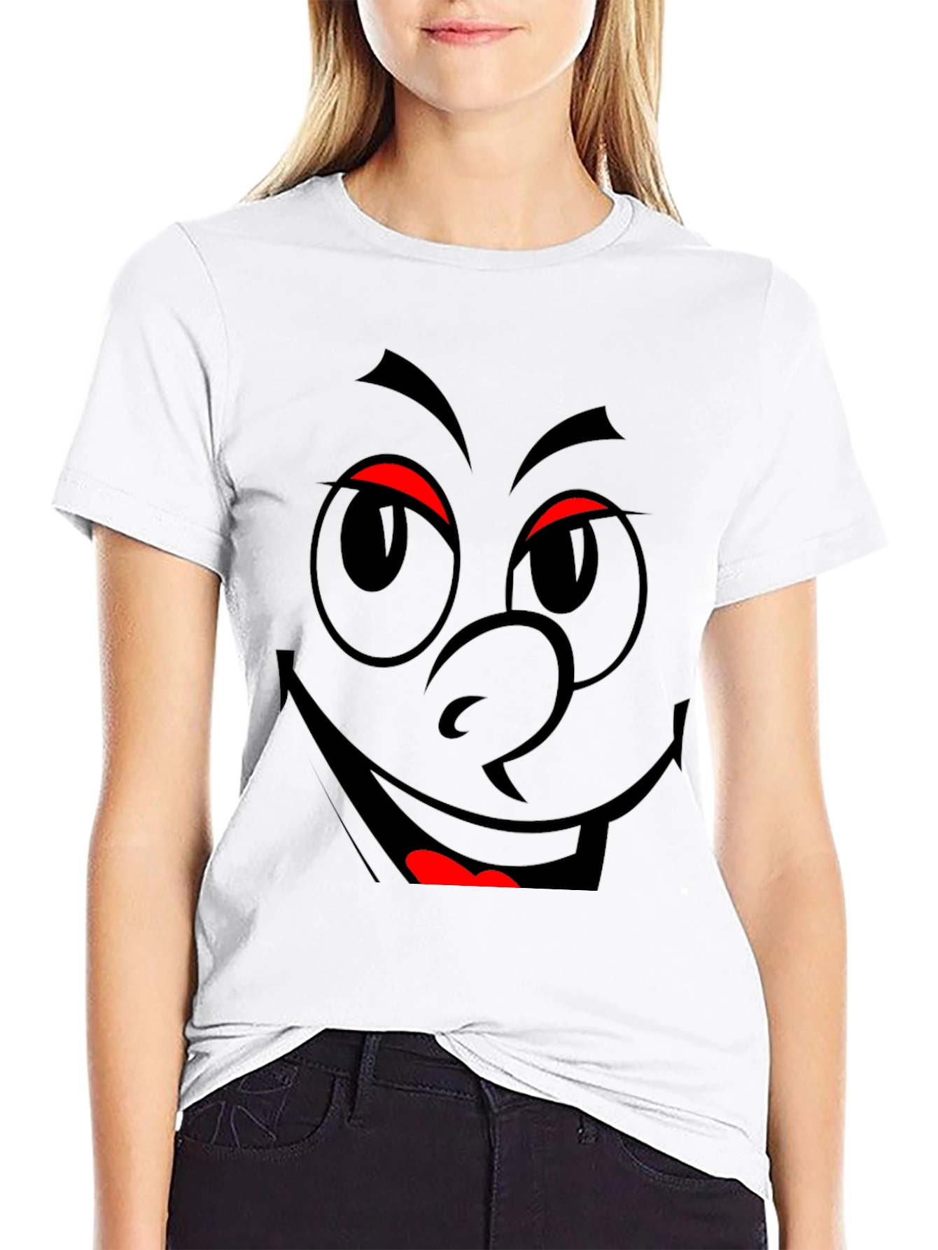 Smiley Face Graphic Tee - Black