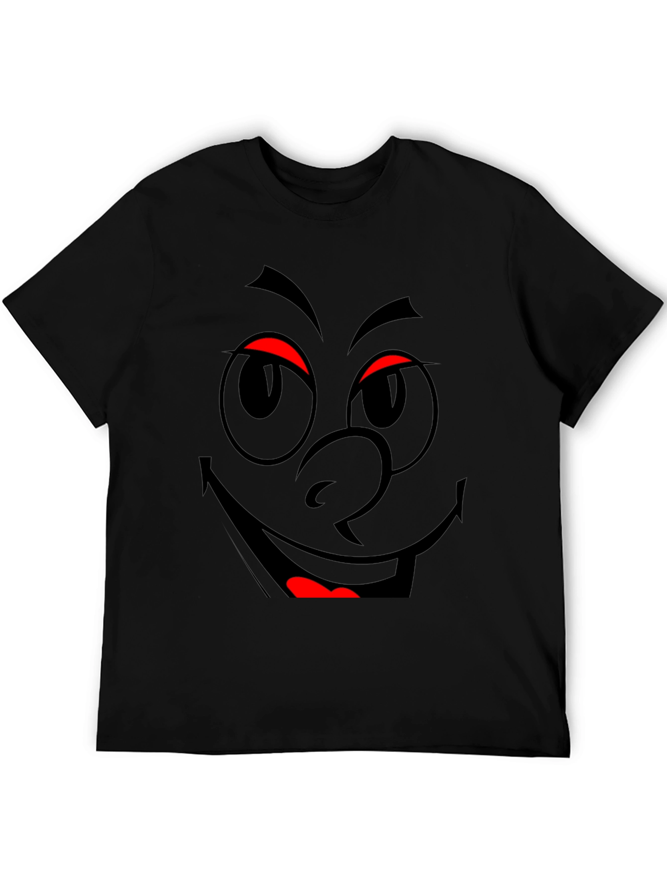 Smiley Face Graphic Tee - Black