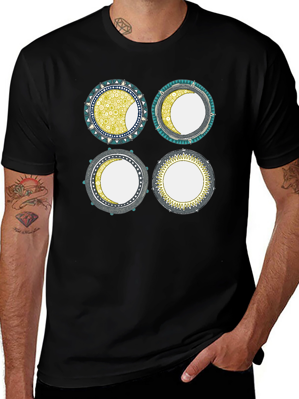Unique Moon Phase Graphic Print Tee