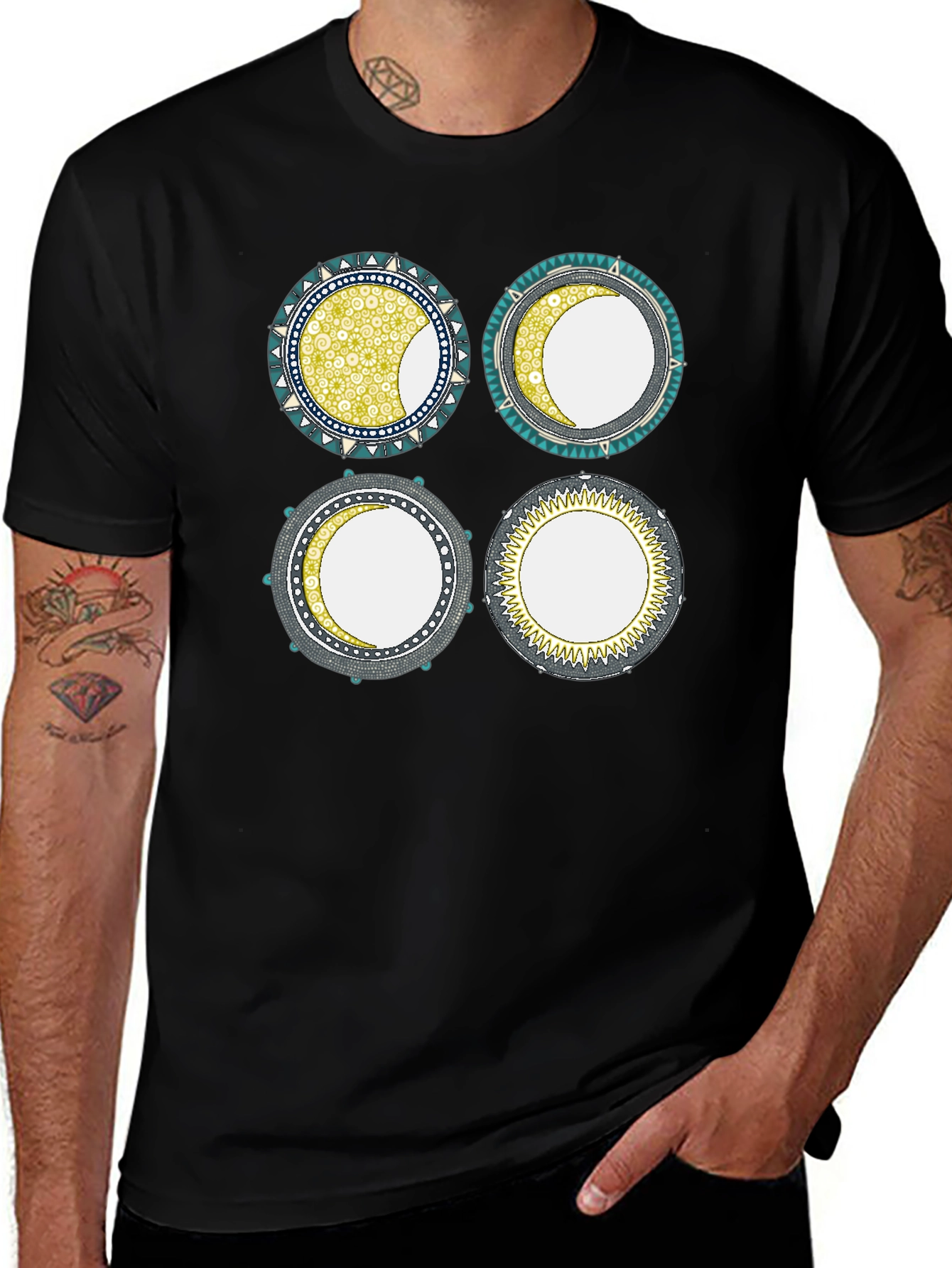 Unique Moon Phase Graphic Print Tee
