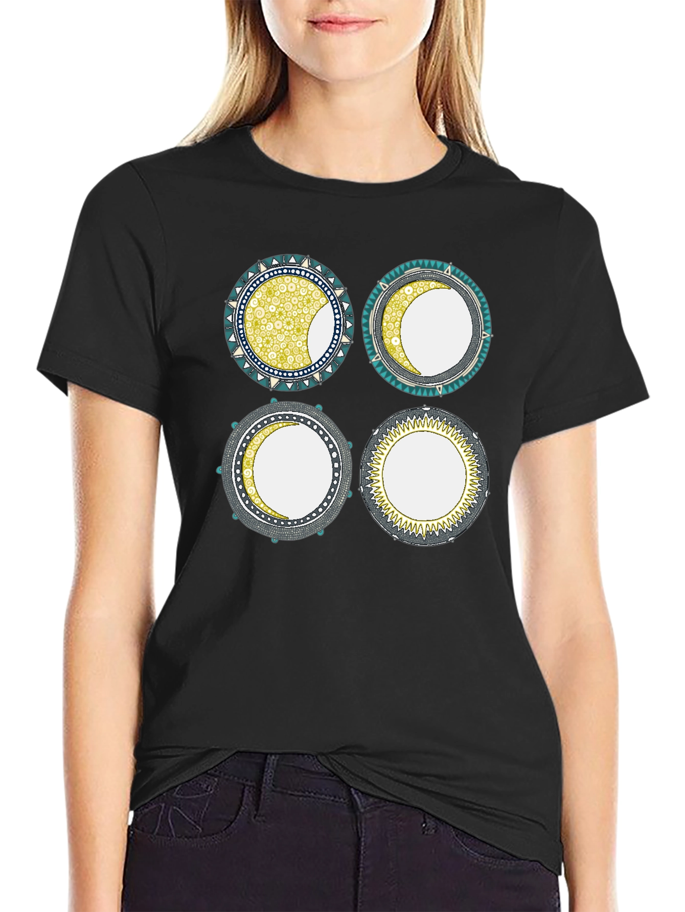 Unique Moon Phase Graphic Print Tee