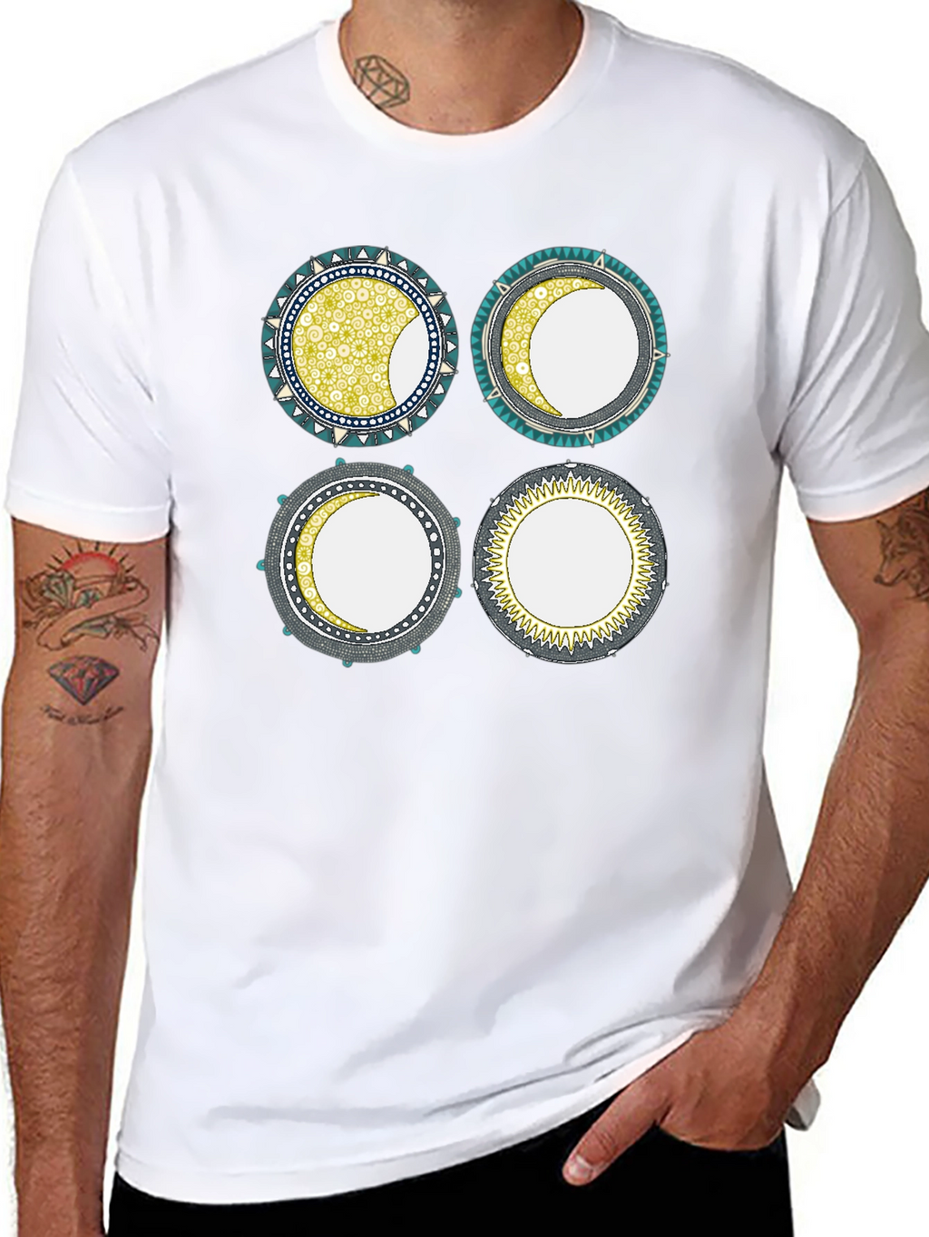 Unique Moon Phase Graphic Print Tee