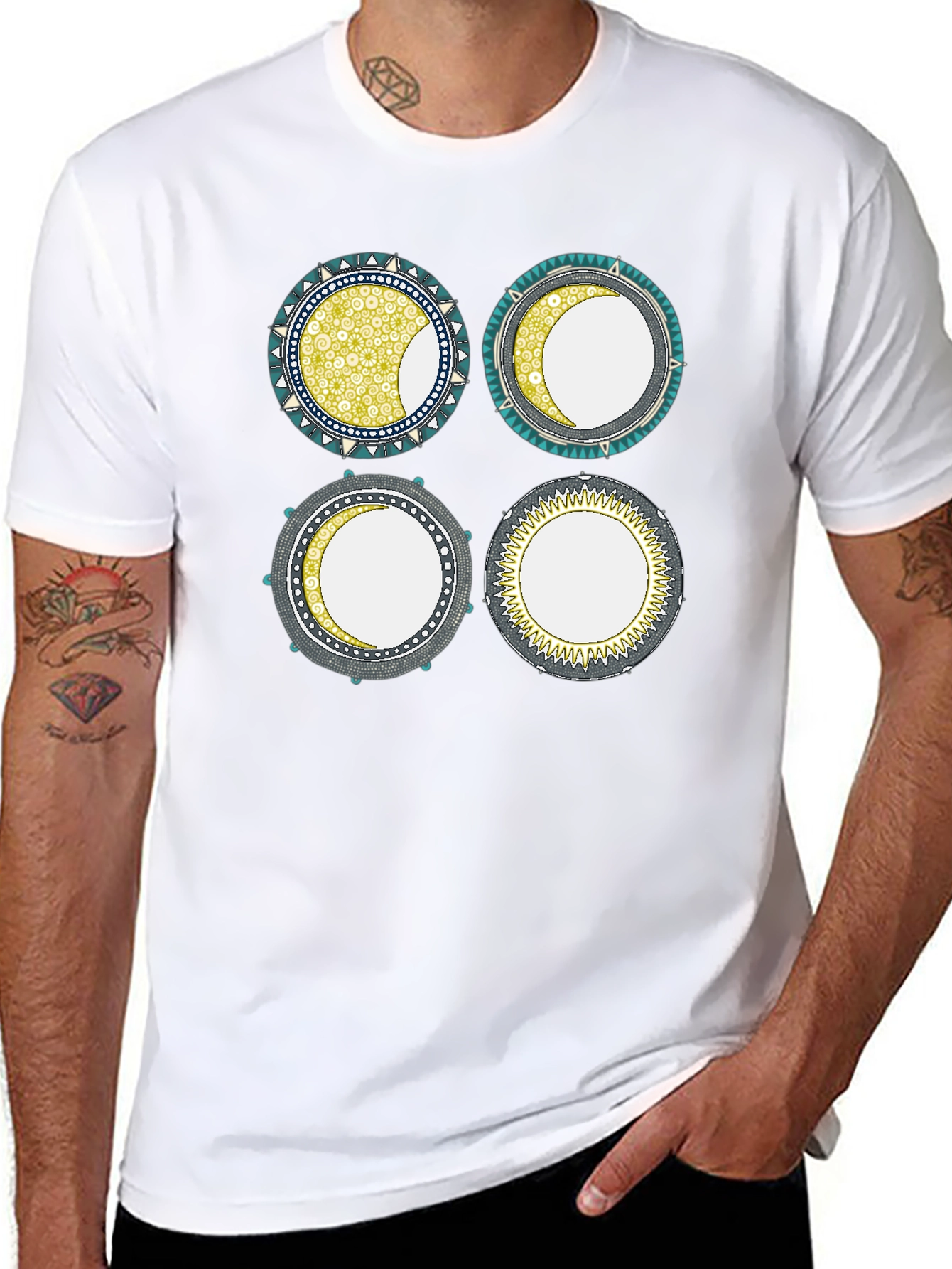 Unique Moon Phase Graphic Print Tee