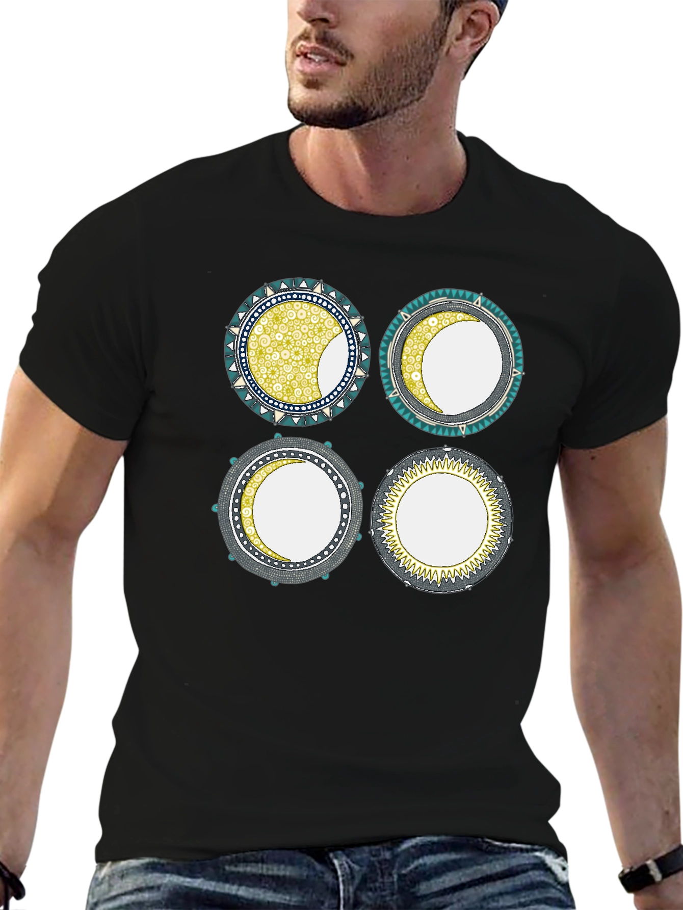 Unique Moon Phase Graphic Print Tee