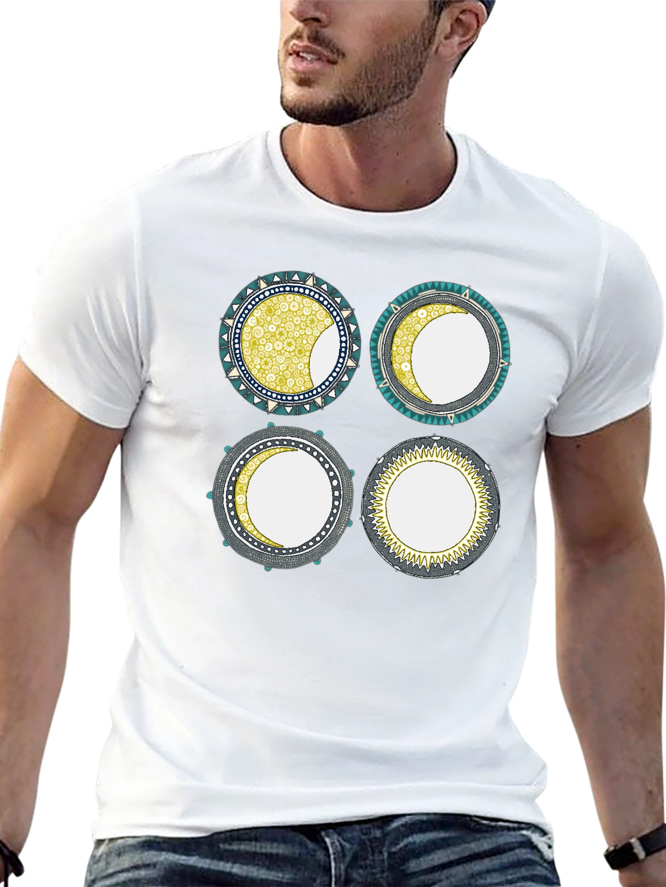 Unique Moon Phase Graphic Print Tee