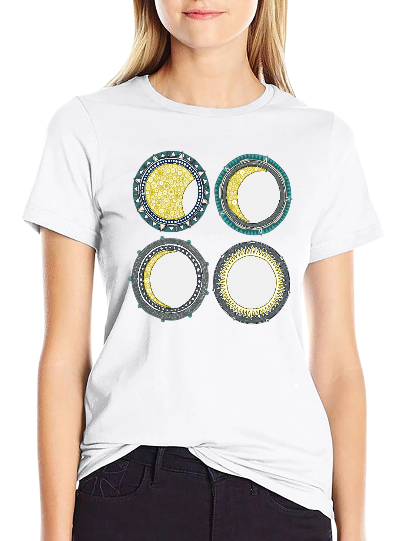 Unique Moon Phase Graphic Print Tee