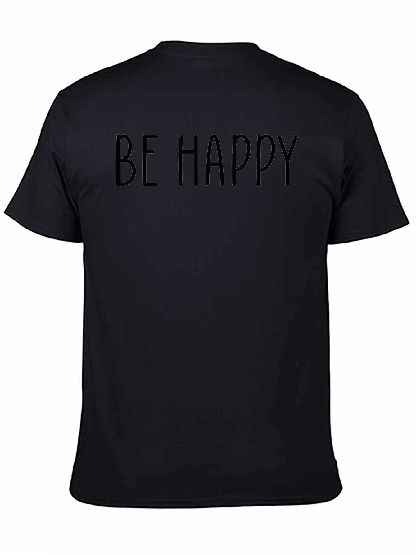 Be Happy Black Graphic Tee - Casual Comfort