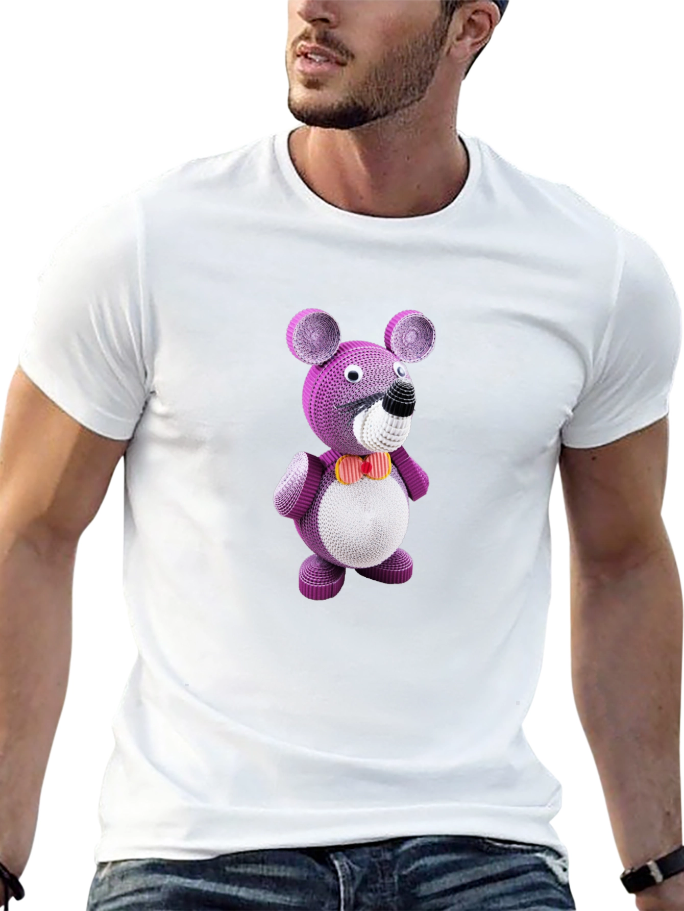 Whimsical Plush Bear Graphic Tee - Quirky Design