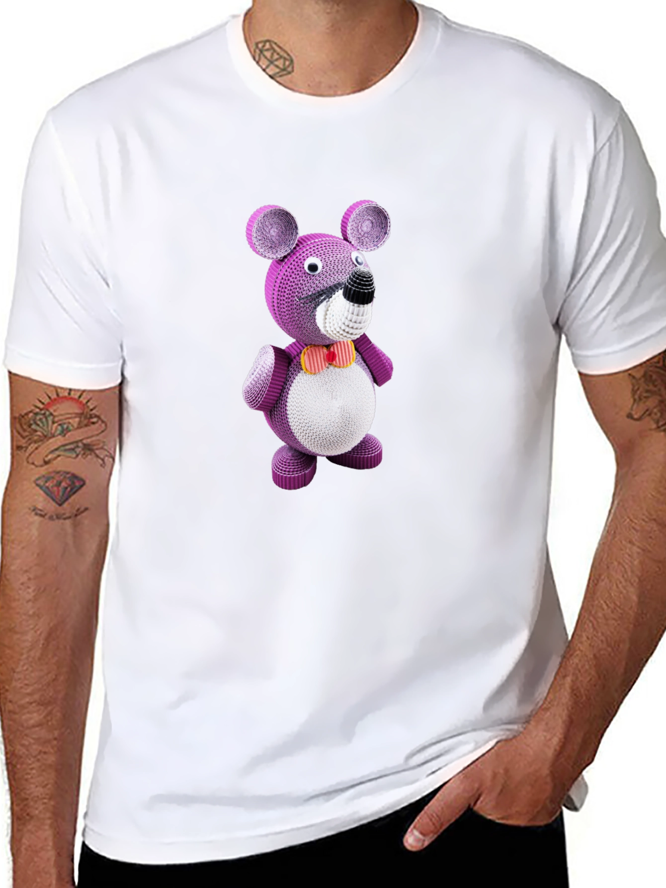 Whimsical Plush Bear Graphic Tee - Quirky Design