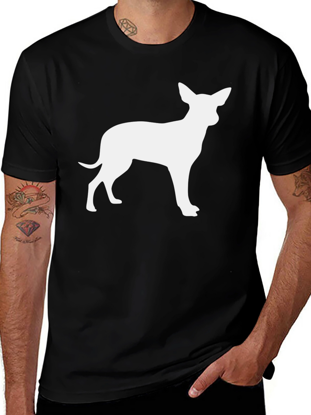 Chihuahua Silhouette Black T-Shirt