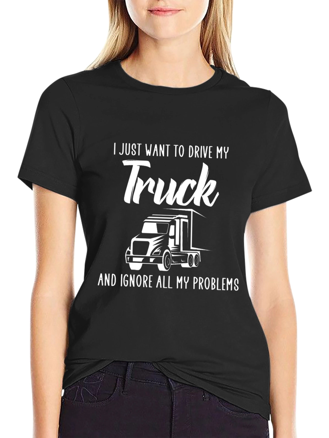 Drive My Truck Graphic Tee - Black Cotton Blend