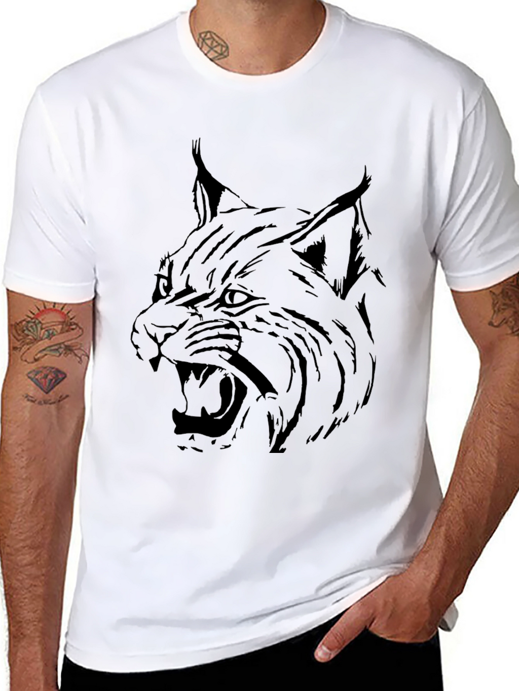 Black T-Shirt with Lynx Graphic